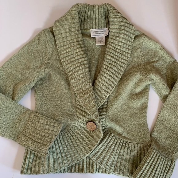 Pistachio Green One Button Knit Collared Sweater S - Picture 5 of 8